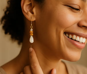 Woman wearing earrings