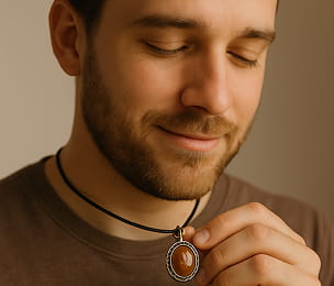 Man wearing necklace