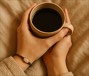 Hands holding coffee cup