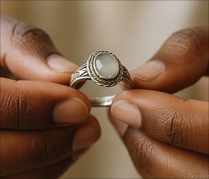 Hands holding ring